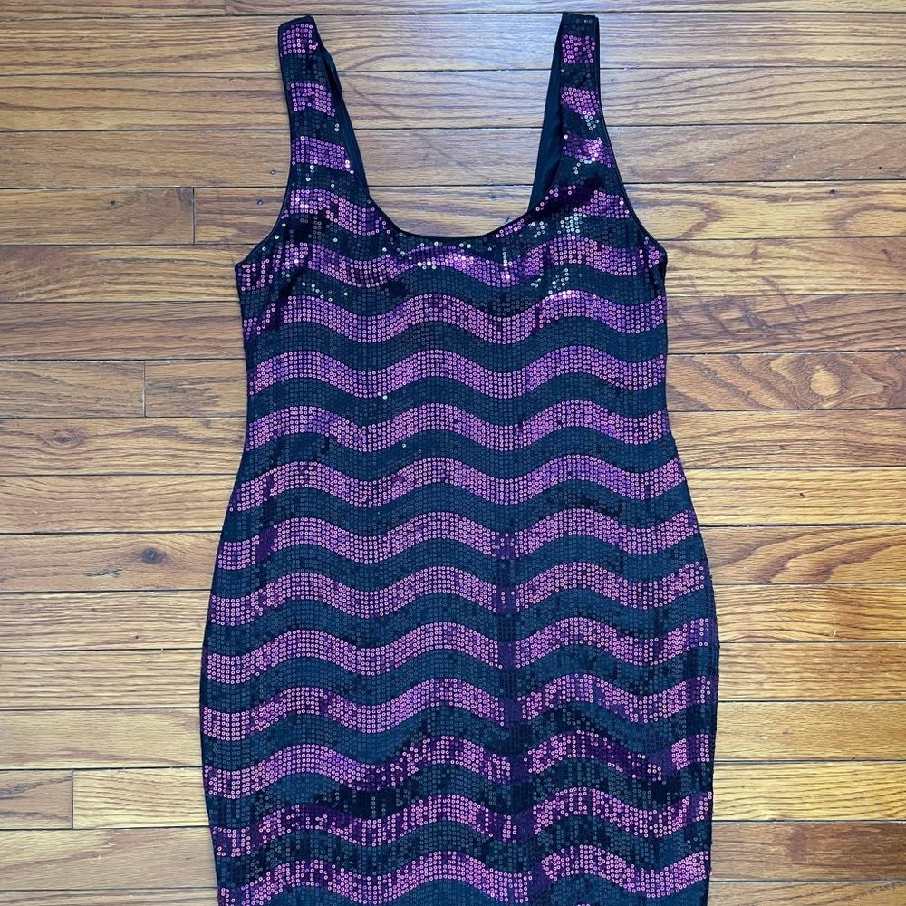 As U Wish Stripped Sequin Dress
